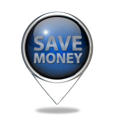 Save money pointer icon on white background