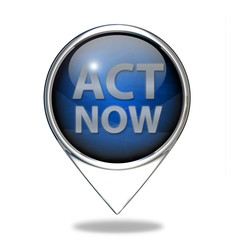 Act now pointer icon on white background