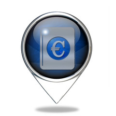 euro money book pointer icon on white background