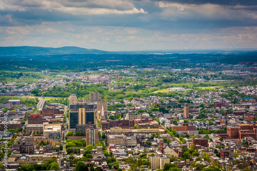 Poster View of Reading from the Pagoda on Skyline Drive in Reading, Pen