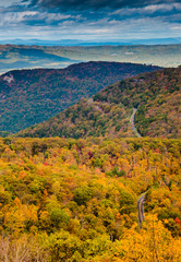 Autumn view of the Blue Ridge Mountains and Shenandoah Valley fr