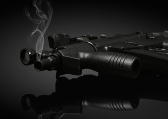 gun barrel with smoke