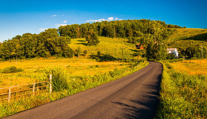 Country road in the rural Shenandoah Valley of Virginia.