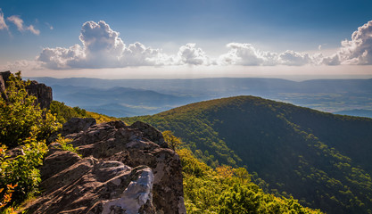 Evening view from cliffs on Hawksbill Summit, in Shenandoah Nati