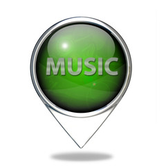 music pointer icon on white background
