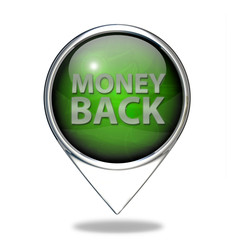 Money back pointer icon on white background