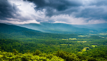 Spring storm clouds over the Blue Ridge Mountains, seen from Sky