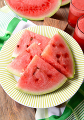 Juicy watermelon on table close-up