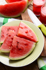 Juicy watermelon on table close-up