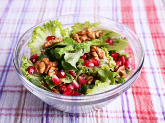 Fresh salad with greens, garnet and spices