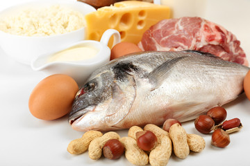 Food high in protein close-up