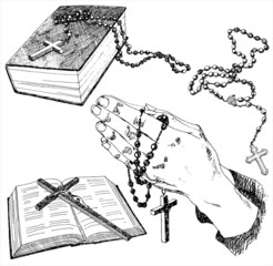 Hand drawn christian signs. Vector illustration.