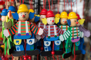 wooden clowns puppet dolls
