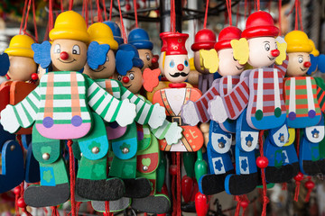 wooden clowns puppet dolls
