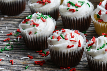Chocolate and Vanilla Christmas Cupcakes