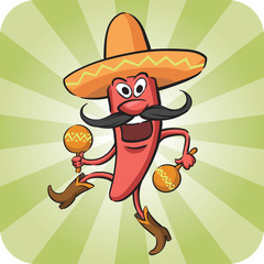 Chili Pepper Dancing with Maracas