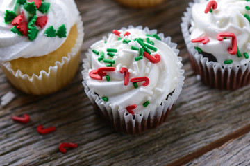 Chocolate and Vanilla Christmas Cupcakes