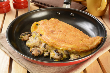 Omelet with swiss cheese and mushrooms