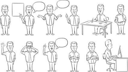 whiteboard drawing - businessman working figures collection