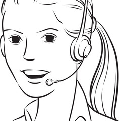 whiteboard drawing - customer support woman with headset