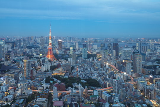 Tokyo city view and Tokyo landmark Tokyo sky tree before sunset