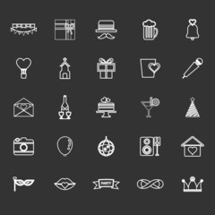 Happy anniversary line icons on gray background