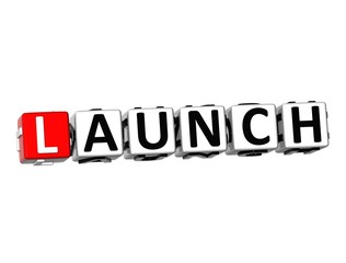 3D Word Launch on white background