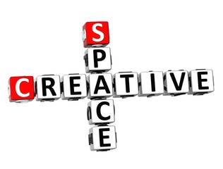 3D Crossword Creative Space on white background