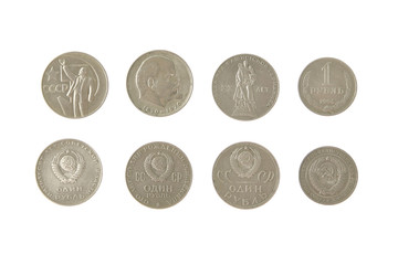 money soviet coins roubles lenin isolated