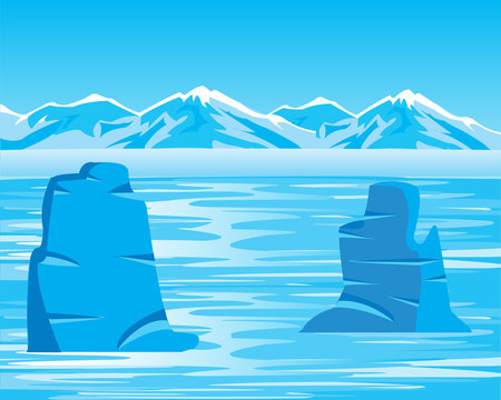 Arctic landscape with iceberg
