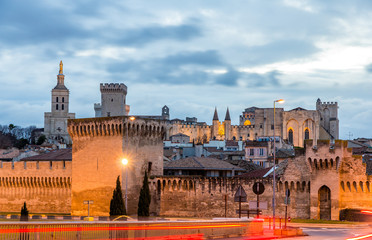 View of medieval town Avignon at morning, UNESCO world heritage - obrazy, fototapety, plakaty