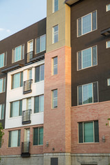 Brown White and Red Apartment Building