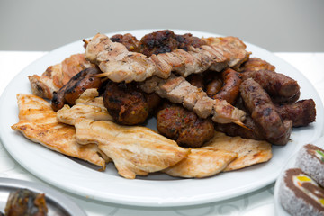 Grilled kebab, turkish style barbecued meat
