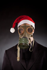 santa claus with gas mask
