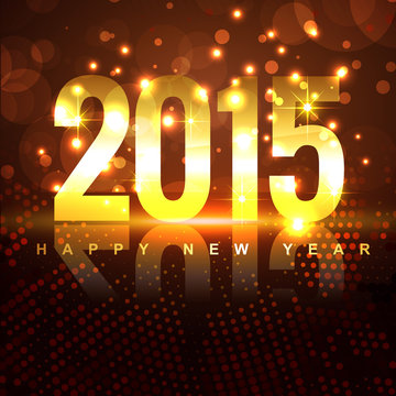 golden 2015 text with transparent circles on brown background