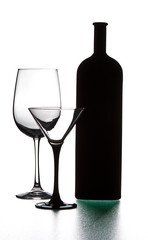 Bottle and wineglasses