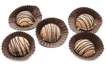 chocolate candy with filling on white background