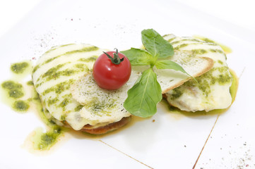 meat and cheese on a white background in the restaurant