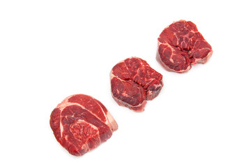 Shin of beef meat isolated on a white studio background,
