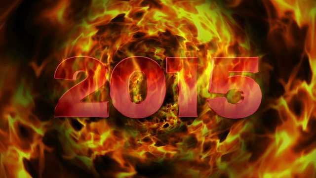 2015 Fiery New Year and Flames Explosion, with Alpha Matte
