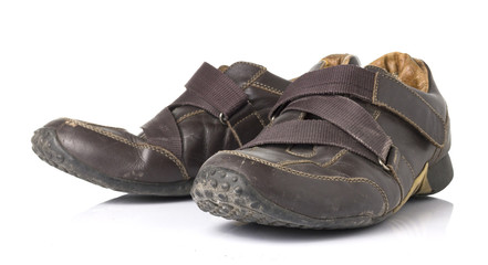 Old Brown Shoes in White background