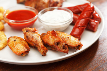 Appetizer plate with dipping sauces