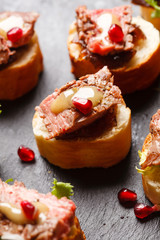canape with beef meat
