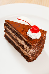 chocolate cake with ice cream