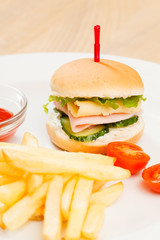 burger with french fries