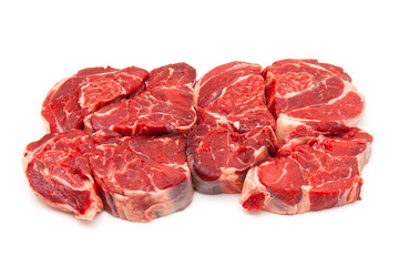 Shin of beef meat isolated on a white studio background,