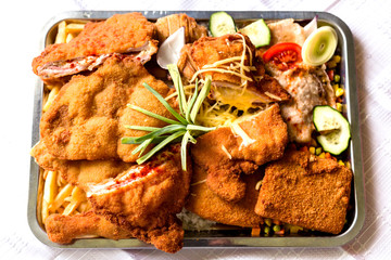 Delicious food on white plate