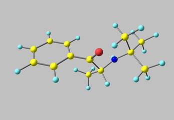 Bupropion molecule isolated on grey