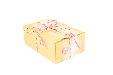 parcel box tied with red and white rope