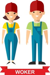 Vector illustration of a vector worker man and  worker woman